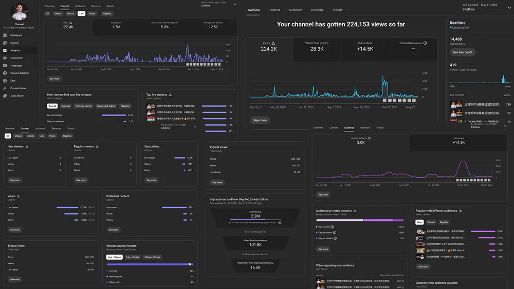 ACE YouTube dashboard performance result